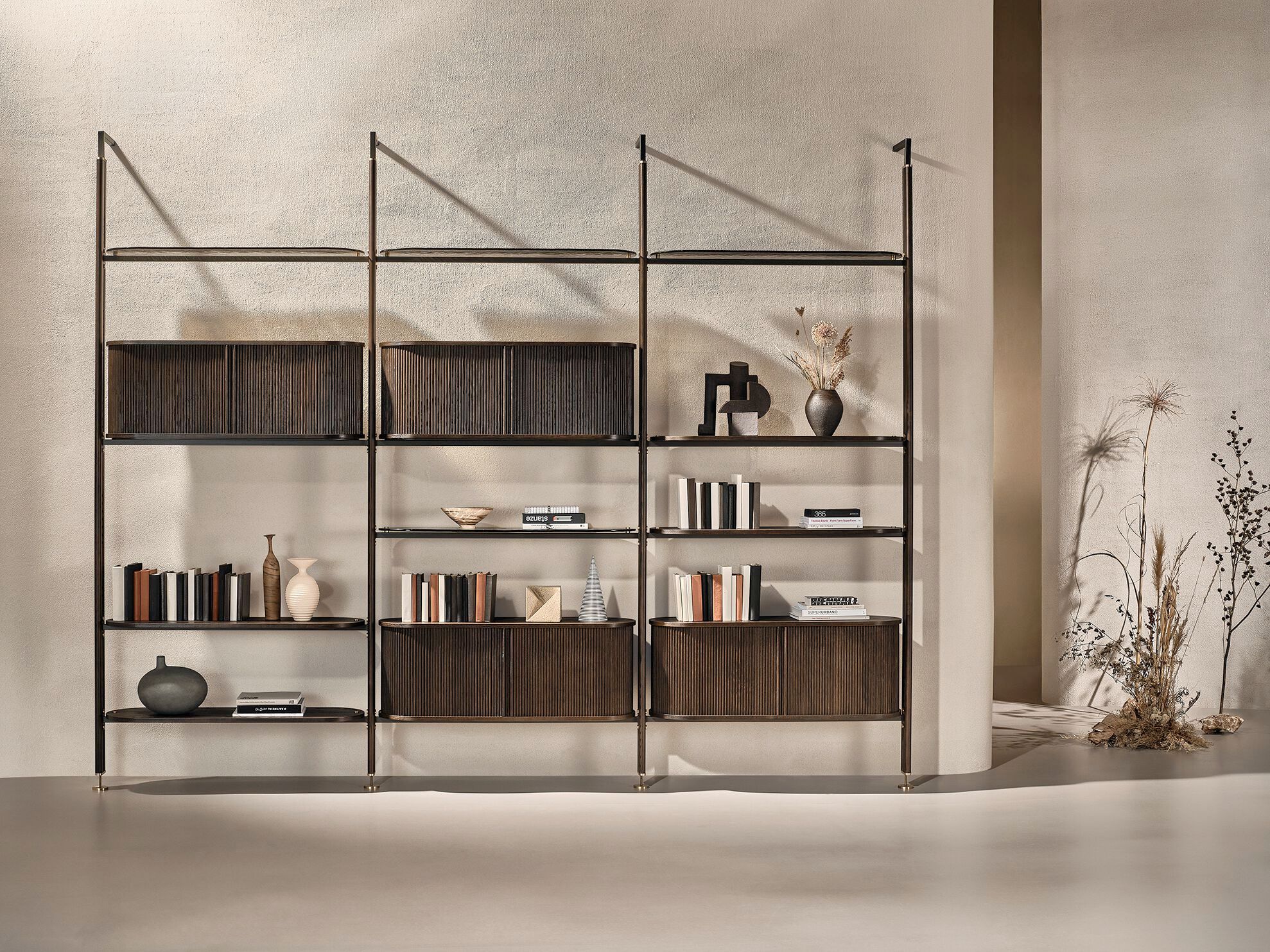 Стеклянный книжный шкаф с креплением пол-потолок Naturedesign Главная ARCH-00088266 - Вид №15