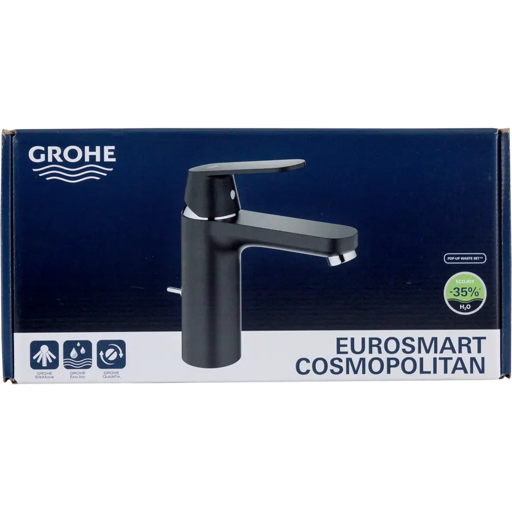 Смеситель для раковины Grohe Eurosmart Cosmo M однорычажный цвет чёрный Eurosmart Cosmopolitan STLM-2000585 - Вид №4