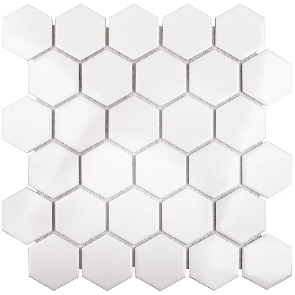 Мозаика керамическая Smart Mosaic Homework Hexagon White Glossy 26.5x27.8 см цвет белый STLM-2095183 - Вид №2