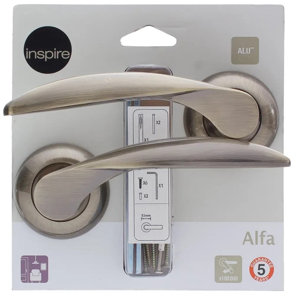 Дверная ручка Inspire «Alfa», без запирания, комплект, цвет бронза STLM-2150145 - Вид №3