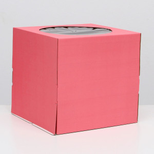Кондитерская коробка с окном красная 30х30х30 см УПАКПРО