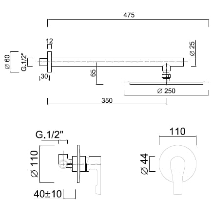 Набор для душа с душем Rubinetteria Giulini Ego ARCH-00128345 - Вид №2
