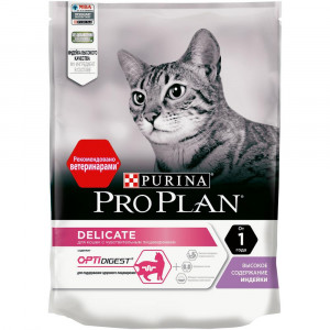 ПР0049858 Корм для кошек с чувствительным пищеварением или с особыми предпочтениями в еде, индейка сух. 200 г Pro Plan