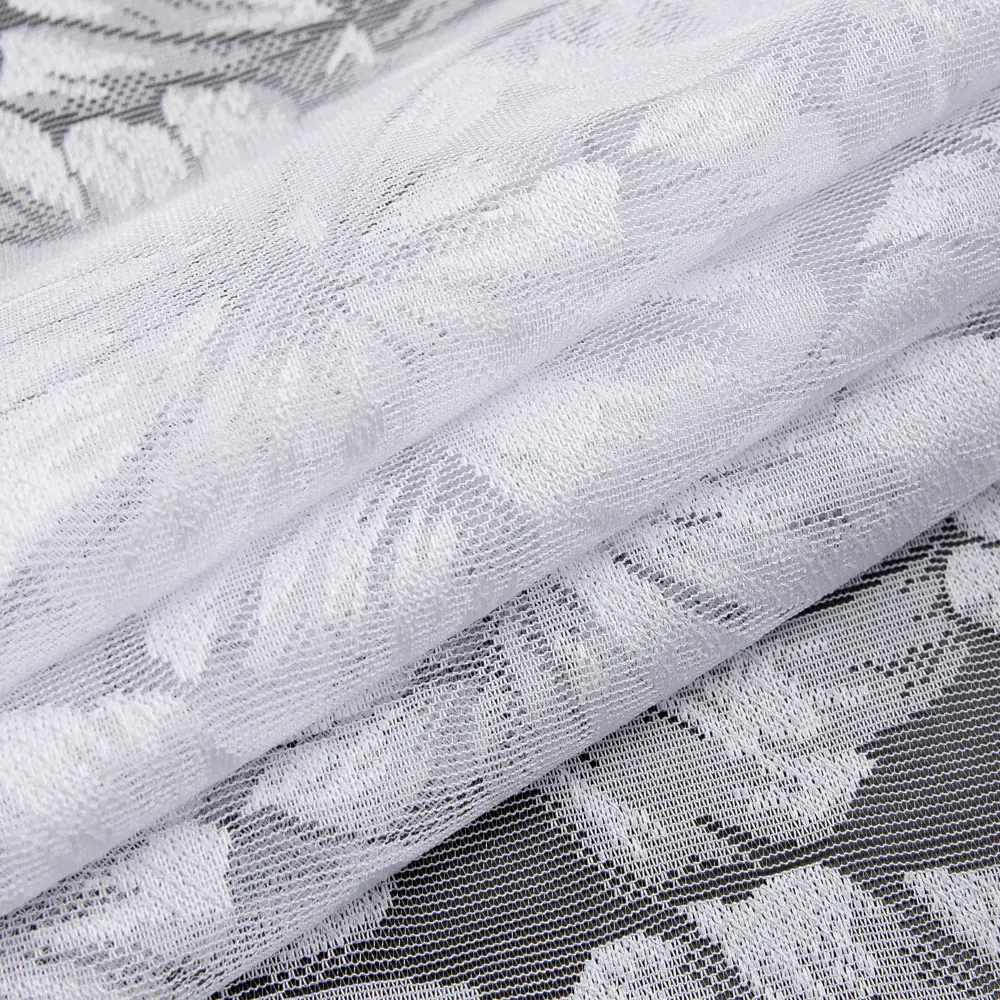 Тюль 1 м/п Листья жаккард 210 см цвет белый TEX REPUBLIC STLM-2142736