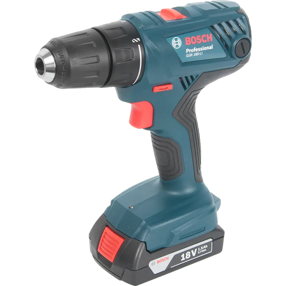Дрель-шуруповерт аккумуляторная Bosch GSR 180, 18 В Li-ion 2x1.5 Ач BOSCH PROFESSIONAL STLM-2159903