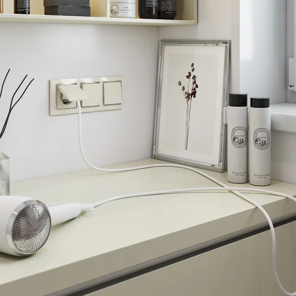 Рамка для розетки Werkel Snabb 3 поста цвет слоновая кость/хром STLM-2083959 - Вид №1