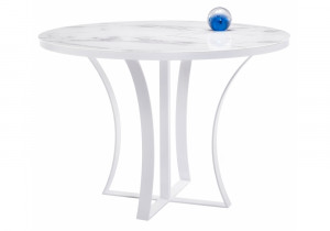 379971 Стеклянный стол Нейтон белый мрамор/белый Woodville