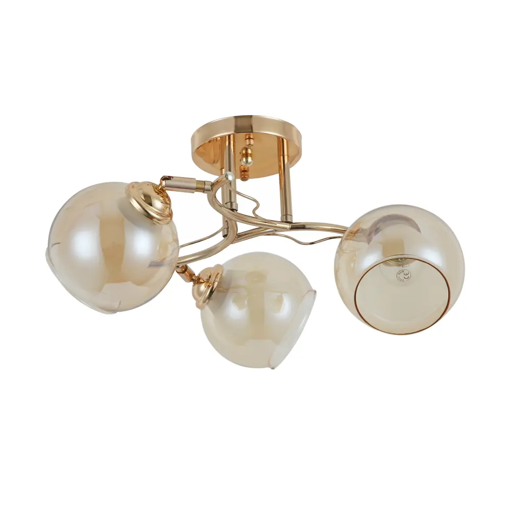 Люстра потолочная Dino, 3 лампы, 8 м², цвет золото/прозрачный Rivoli STLM-2145982