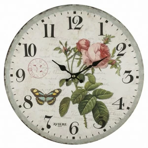 Часы настенные деревянные 35 см бежевые с розовым Aviere AVIERE ЦВЕТЫ 00-3872813 Бежевый;розовый