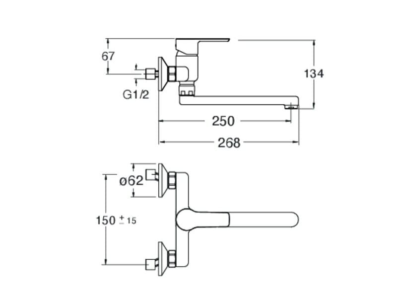 Однорычажный настенный кухонный смеситель CRISTINA Rubinetterie Prime ARCH-00144741 - Вид №2