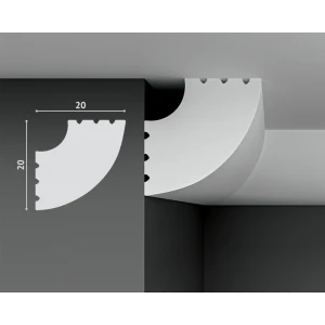 Плинтус Decostar PolyStyle SG-20/20 на потолок, полистирол (XPS) белый 2000x20x20 мм