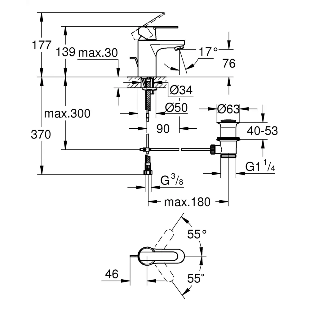 Смеситель для раковины Grohe Get однорычажный латунь цвет хром STLM-2020067 - Вид №4