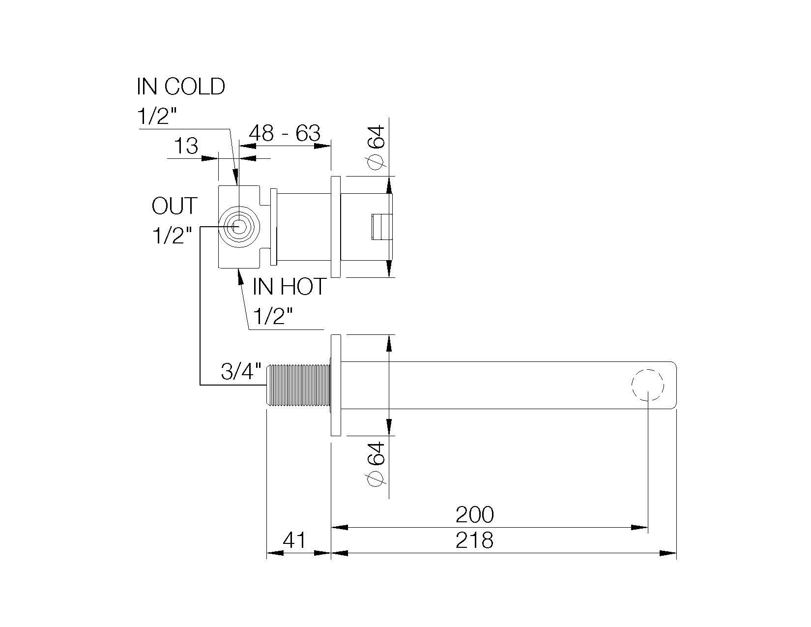 Настенный смеситель для раковины с 2 отверстиями rvb ARCH-00064163 - Вид №1