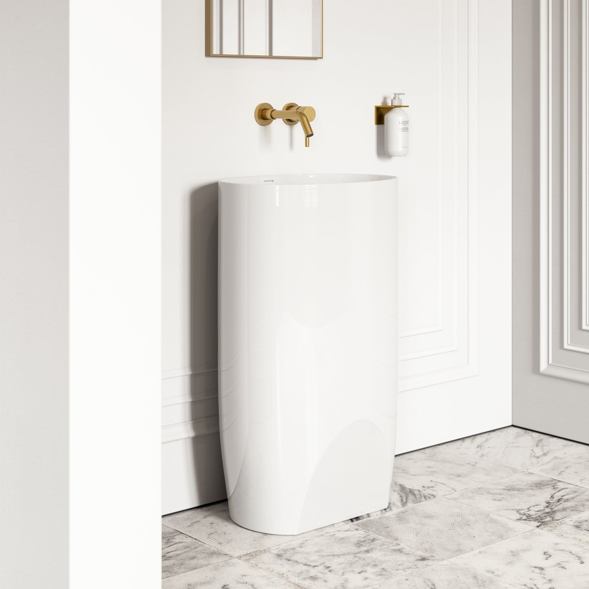 Овальная отдельно стоящая раковина из смолы с переливом LUSSO Cocoon ARCH-00063400 - Вид №9