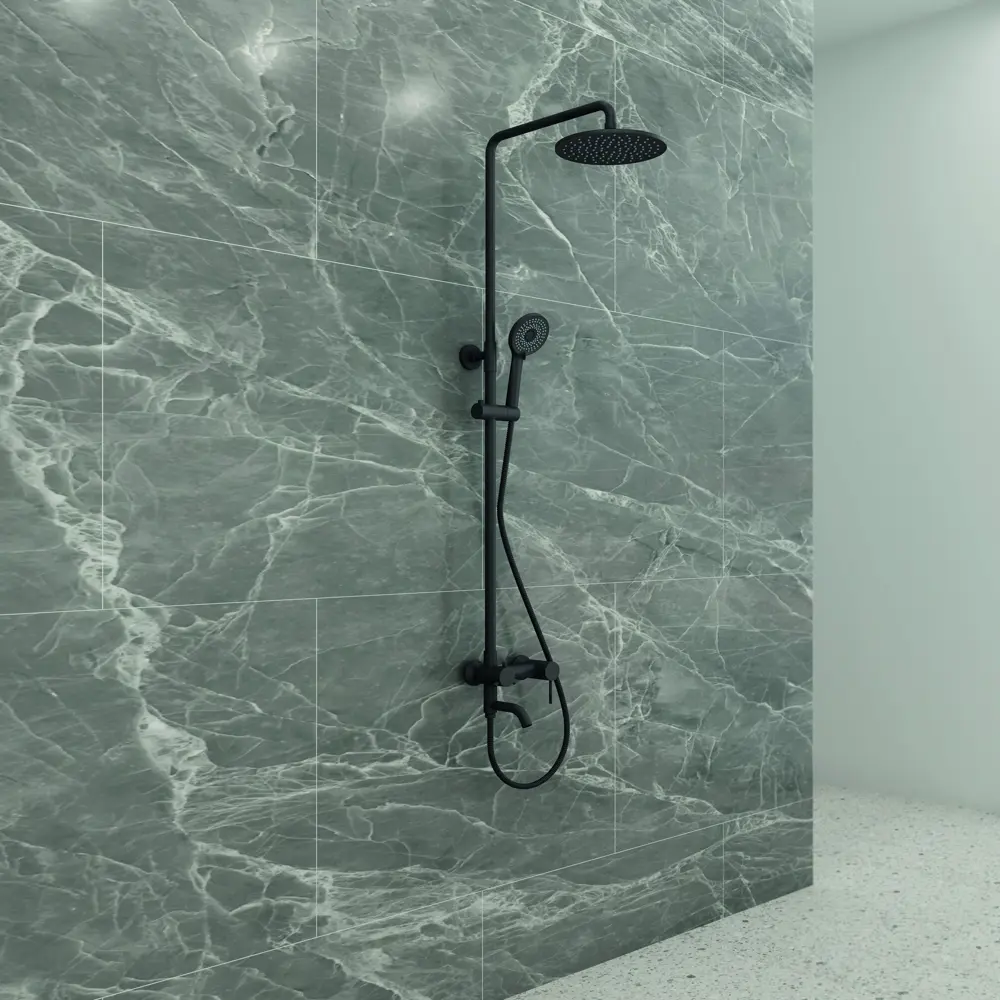 Душевая стойка для ванной с смешанным креплением Терни KONSENSA черный STLM-2151722 - Вид №10