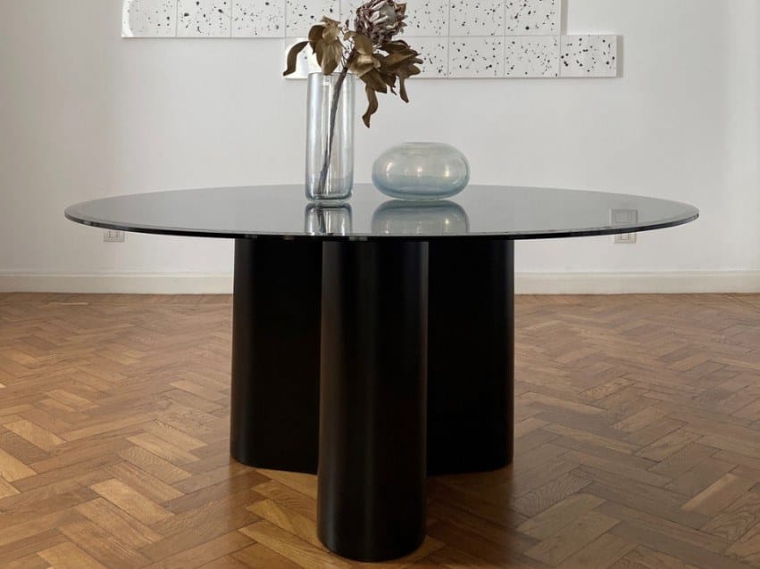Круглый стеклянный стол и лакированная основа mg12 Giorgia ARCH-00079249