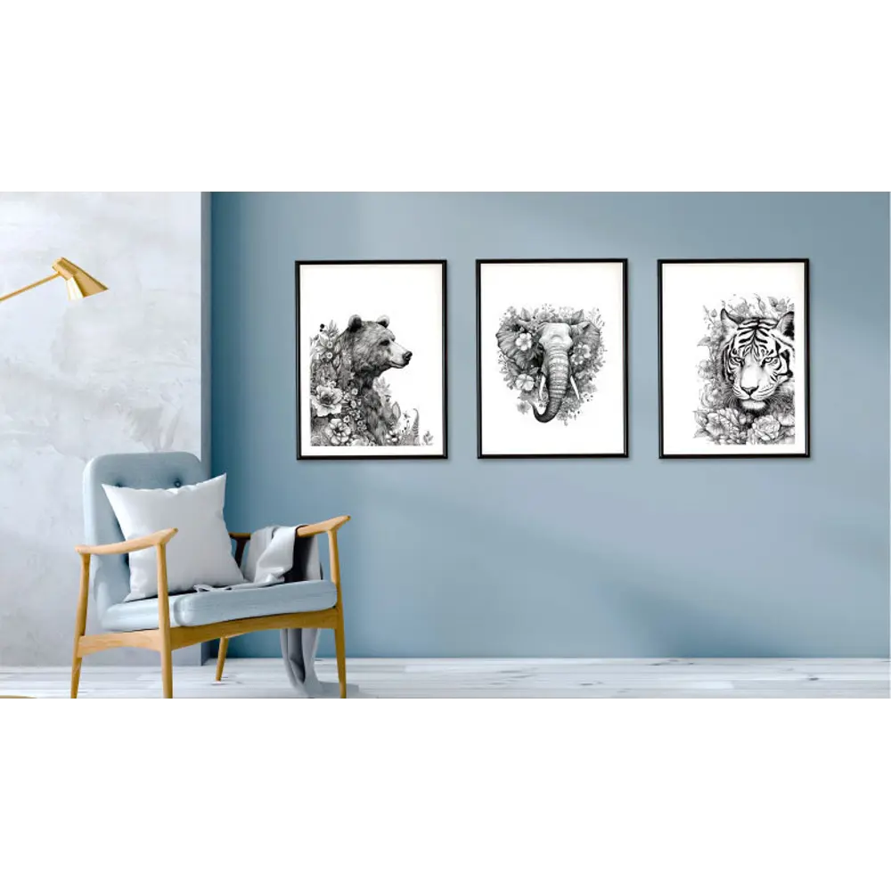 Постер Медведь в цветах 21x29.7 см АРТ ДИЗАЙН STLM-2206065 - Вид №2