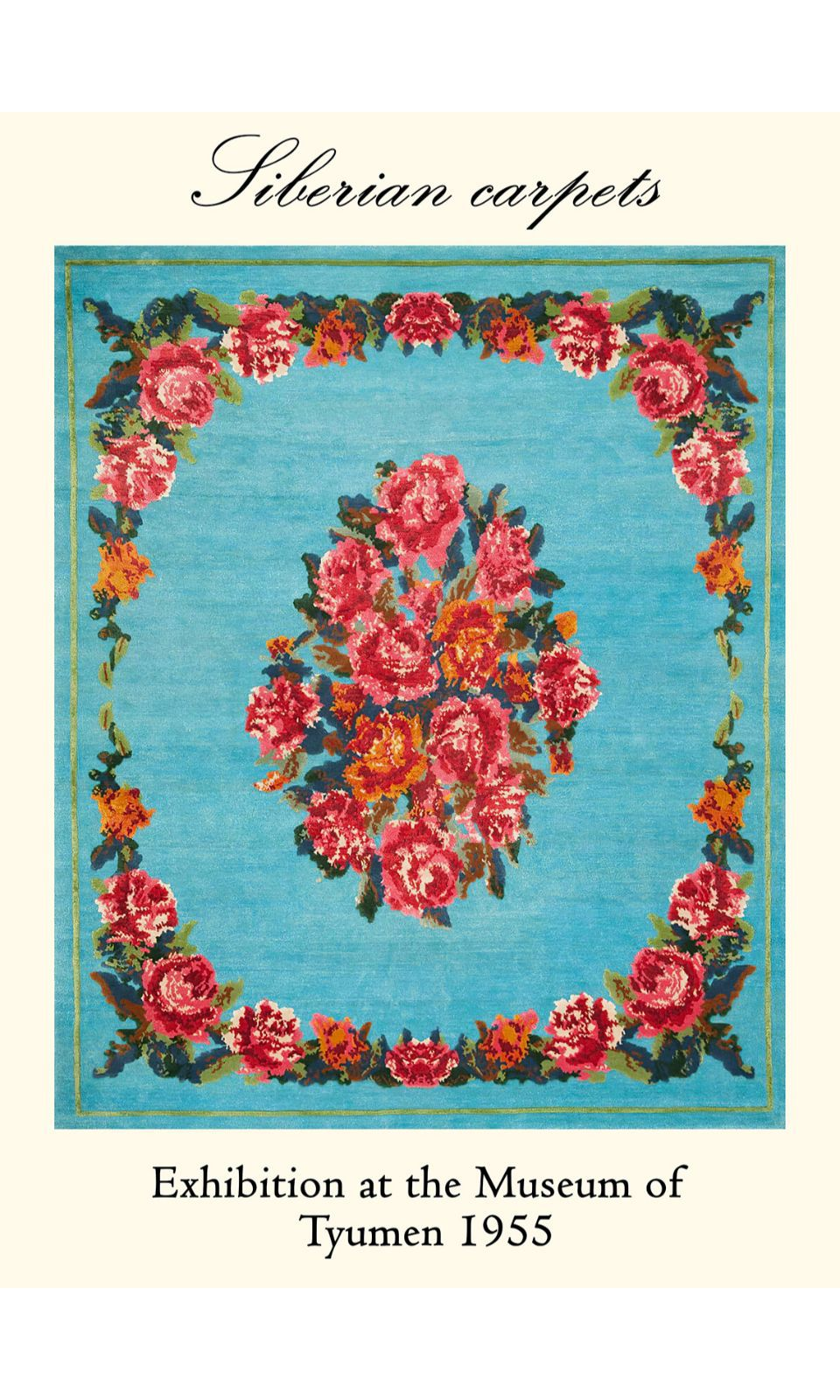 90265305 Постер на холсте Сибирские ковры - Розы на голубом фоне 40x50 см в подарочном тубусе STLM-0155434 Santreyd