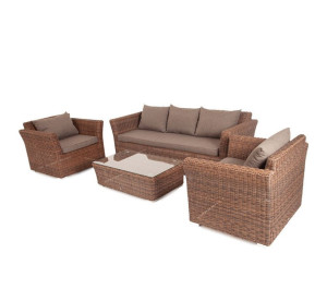91212497 Садовая мебель для отдыха полиэстер коричневый 4 предмета Капучино STLM-0519486 4SIS
