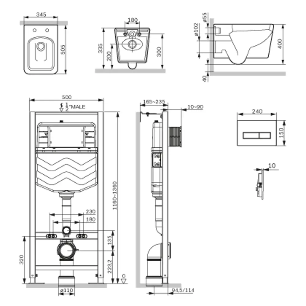 AM.PM Spike - комплект инсталляции с подвесным унитазом безободковым 89369231 STLM-1574009 - Вид №6