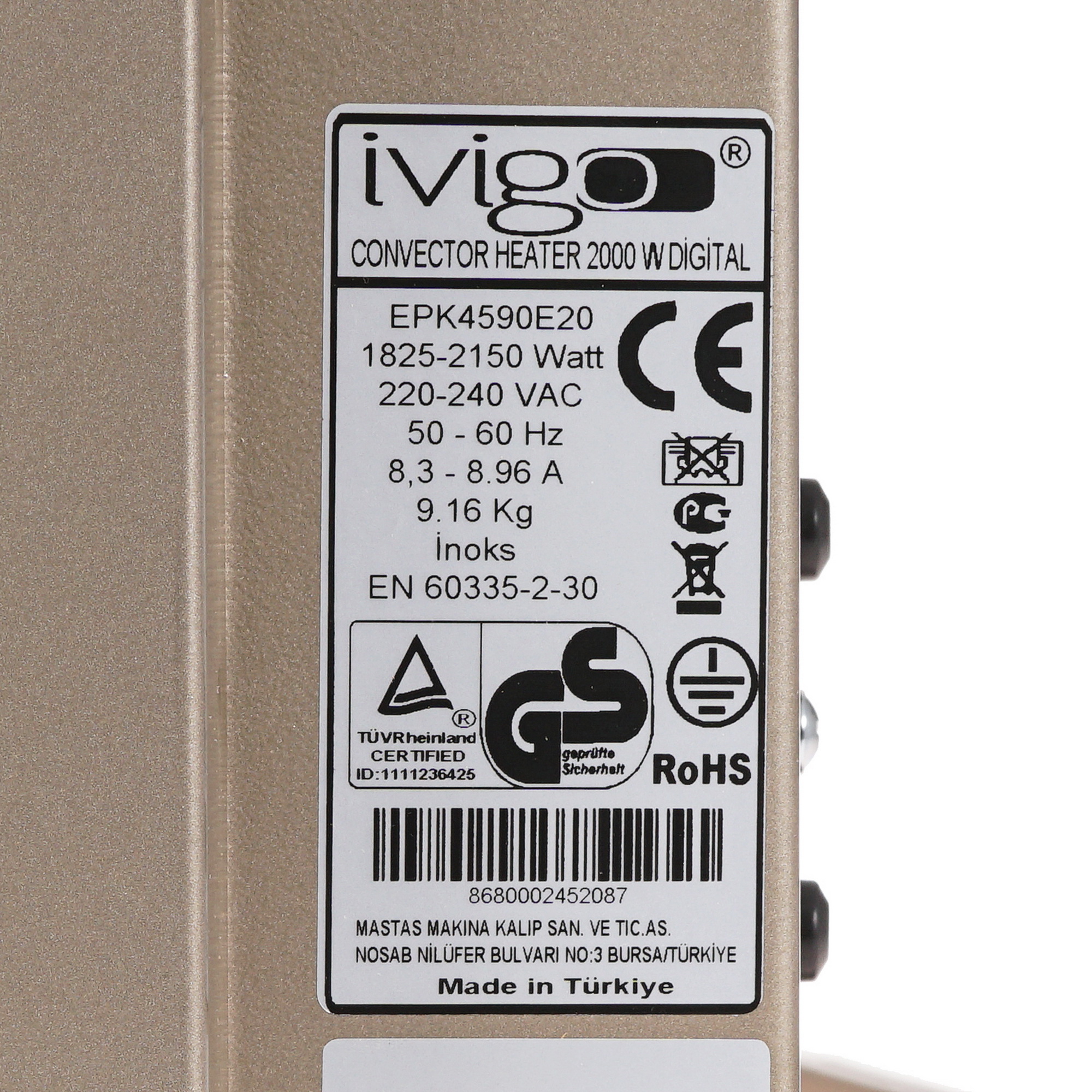 9935441 Конвектор iVigo EPK4590E20 STDN-0062570 - Вид №5