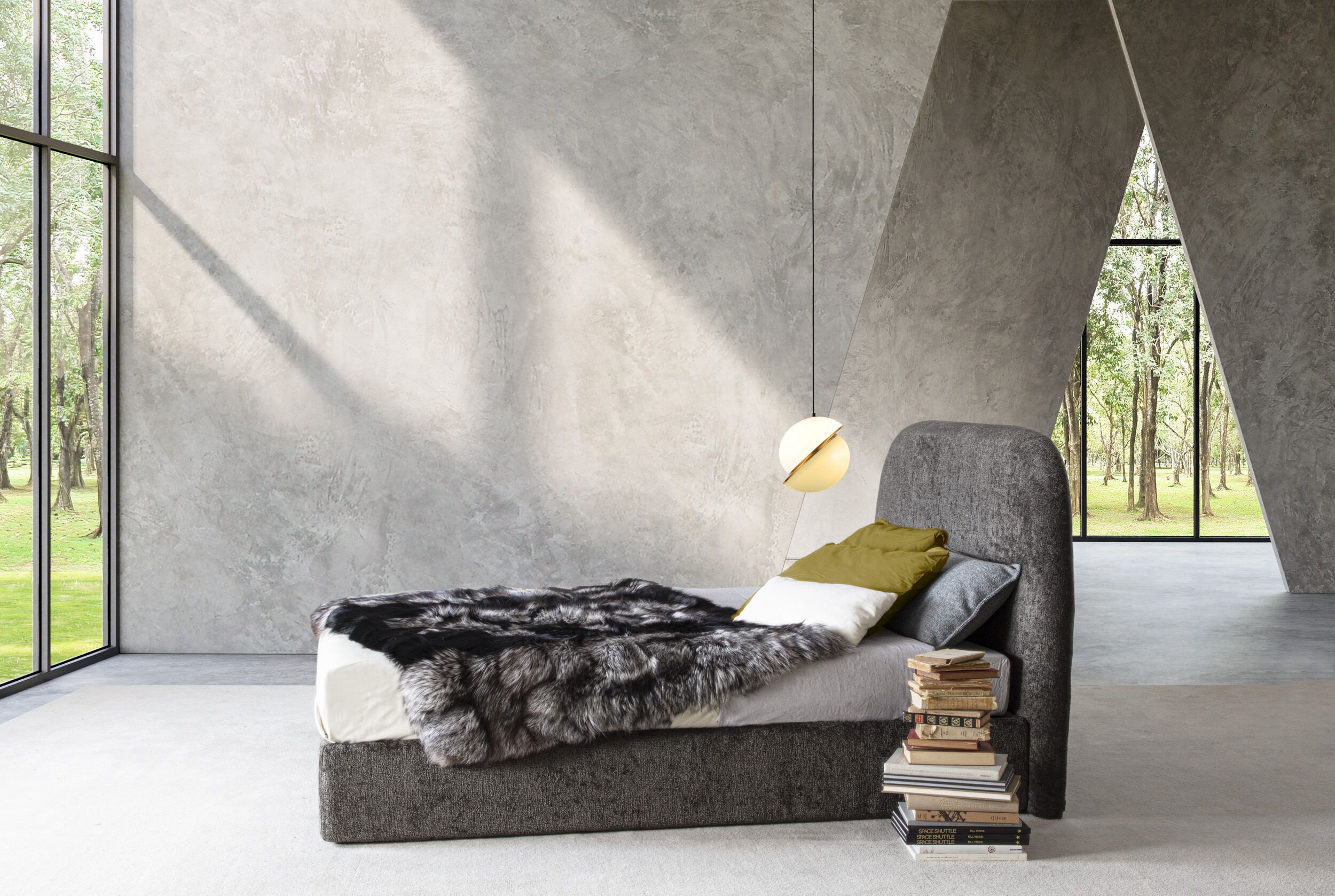 Съемная двуспальная кровать из ткани с мягким изголовьем GRUPPO FOX ночь Фокса ARCH-00086978 - Вид №2