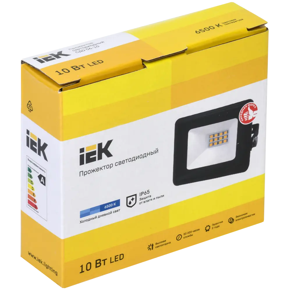 Прожектор светодиодный уличный SMD IEK СДО 06-10 10 Вт 6500K IP65 переносной, холодный белый свет STLM-2073316 - Вид №5