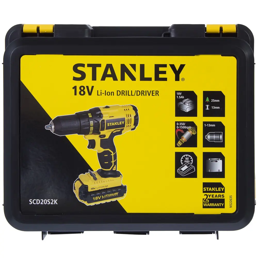 Шуруповерт аккумуляторный Stanley SCD20S2K 18 В Li-ion, 2x1.5 Ач STLM-2003895 - Вид №4