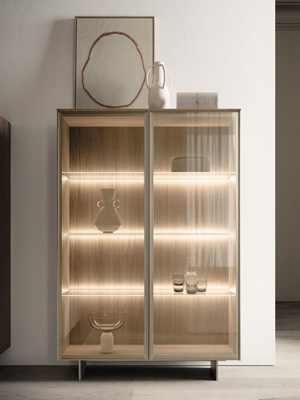 Оборудованная деревянная секционная стена с подставкой для телевизора Santalucia Mobili Luxury ARCH-00152728 - Вид №1