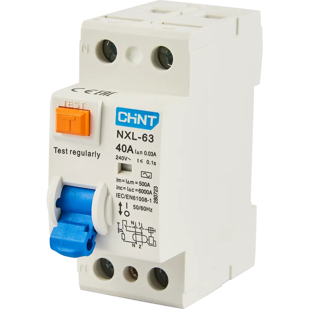 УЗО CHINT NXB-63S 2P 40 A 30 мА 6 кА AC STLM-2006184 - Вид №1