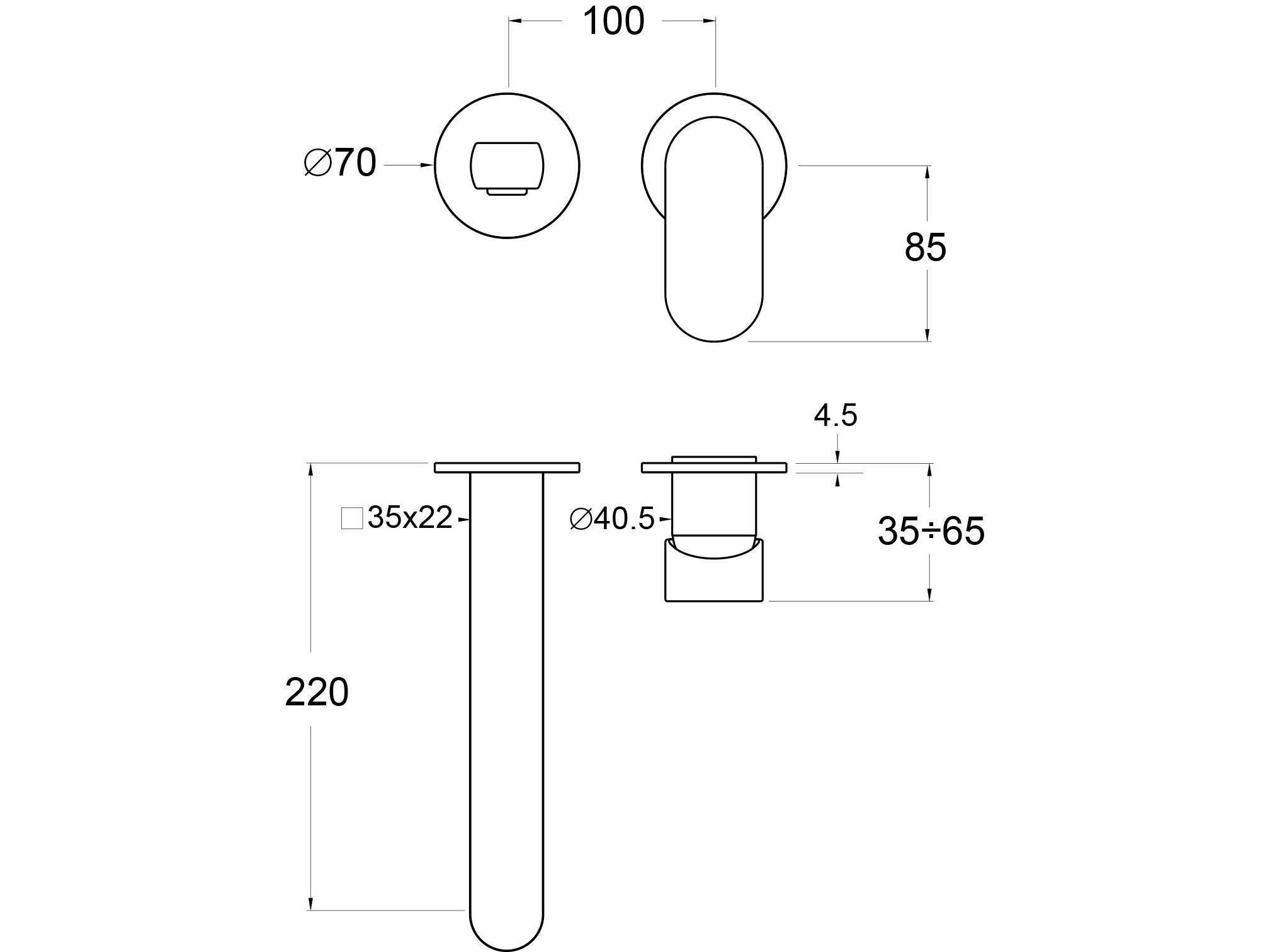 Однорычажный настенный смеситель для раковины GUGLIELMI RUBINETTERIE Gugu ARCH-00099555 - Вид №2