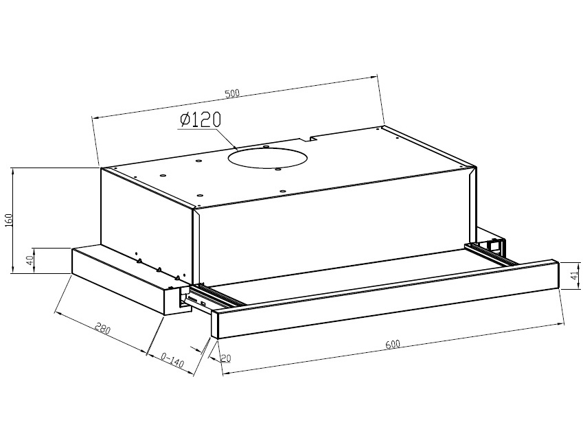 8164372 Вытяжка телескопическая LEX HUBBLE 2M 600 белый/белый STDN-0025109 - Вид №10