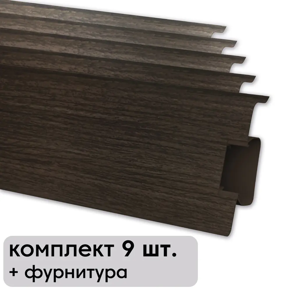 91354186 Плинтус напольный Strong ПВХ 2100x24x72.4 см Каштан (комплект) STLM-0891820