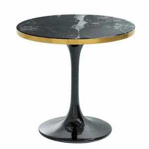 Кофейный столик круглый с мраморной столешницей 55 см черный Parme EICHHOLTZ  00-3879008 Золото;черный