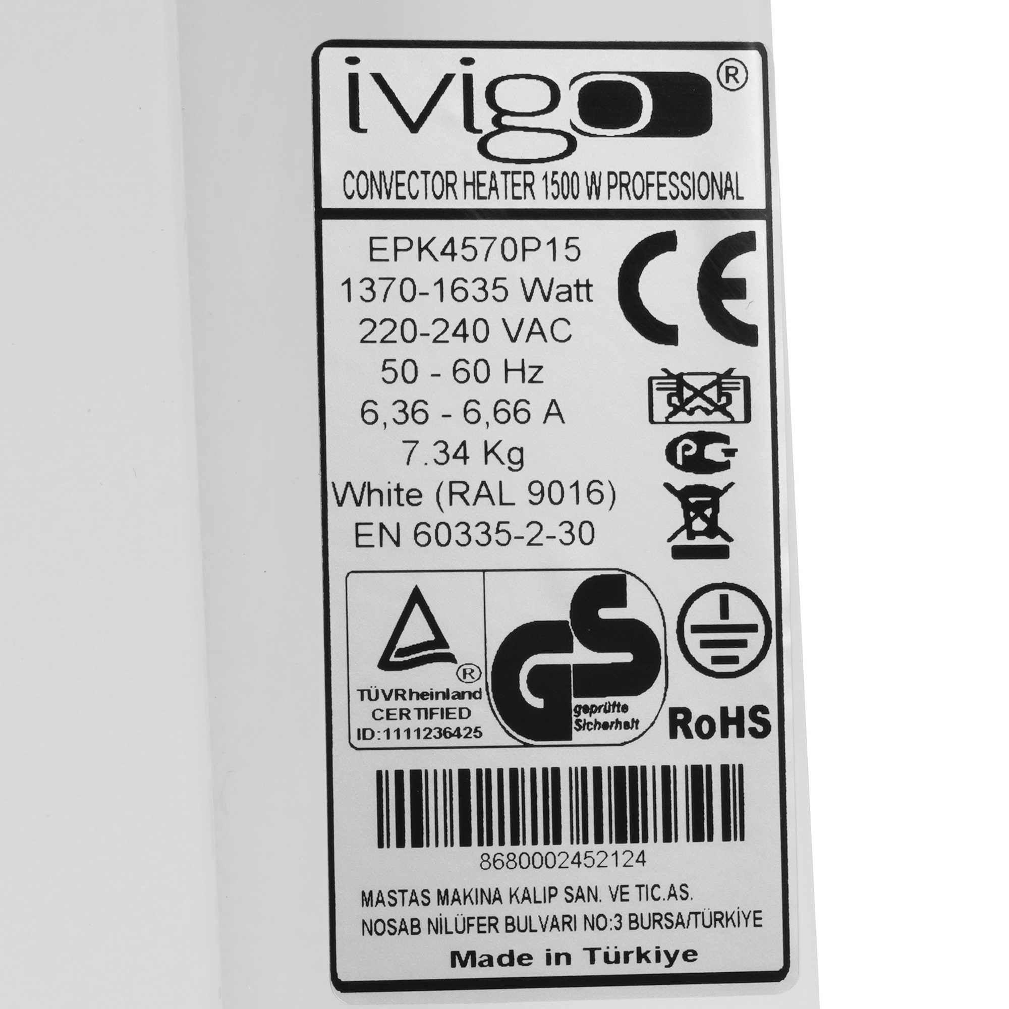 9935436 Конвектор iVigo EPK4570P15 STDN-0080954 - Вид №4