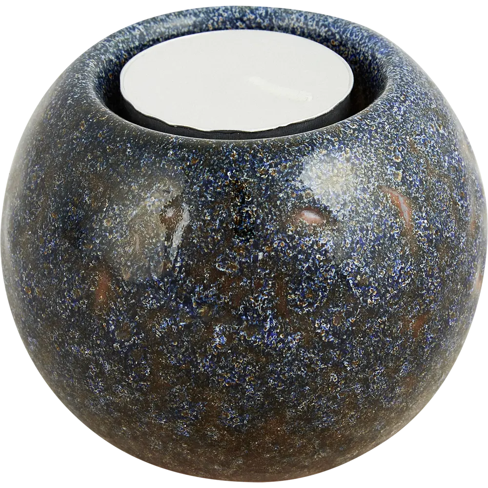 Свеча в керамическом подсвечнике Atmosphera Цитрон коричнево-синяя 8 см STLM-2114951