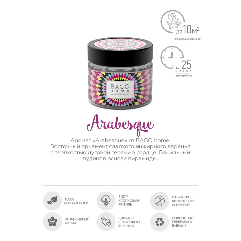 Свеча ароматизированная в стекле Arabesque разноцветная 5.8 см Bago home STLM-2073299 - Вид №2
