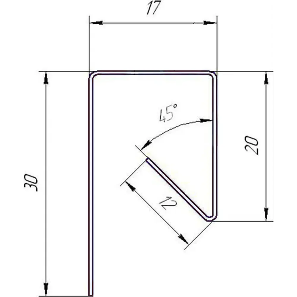 OPTIMA П-планка для профнастила коричневая 2000х20х30 мм 13168080 STLM-1578392 - Вид №1