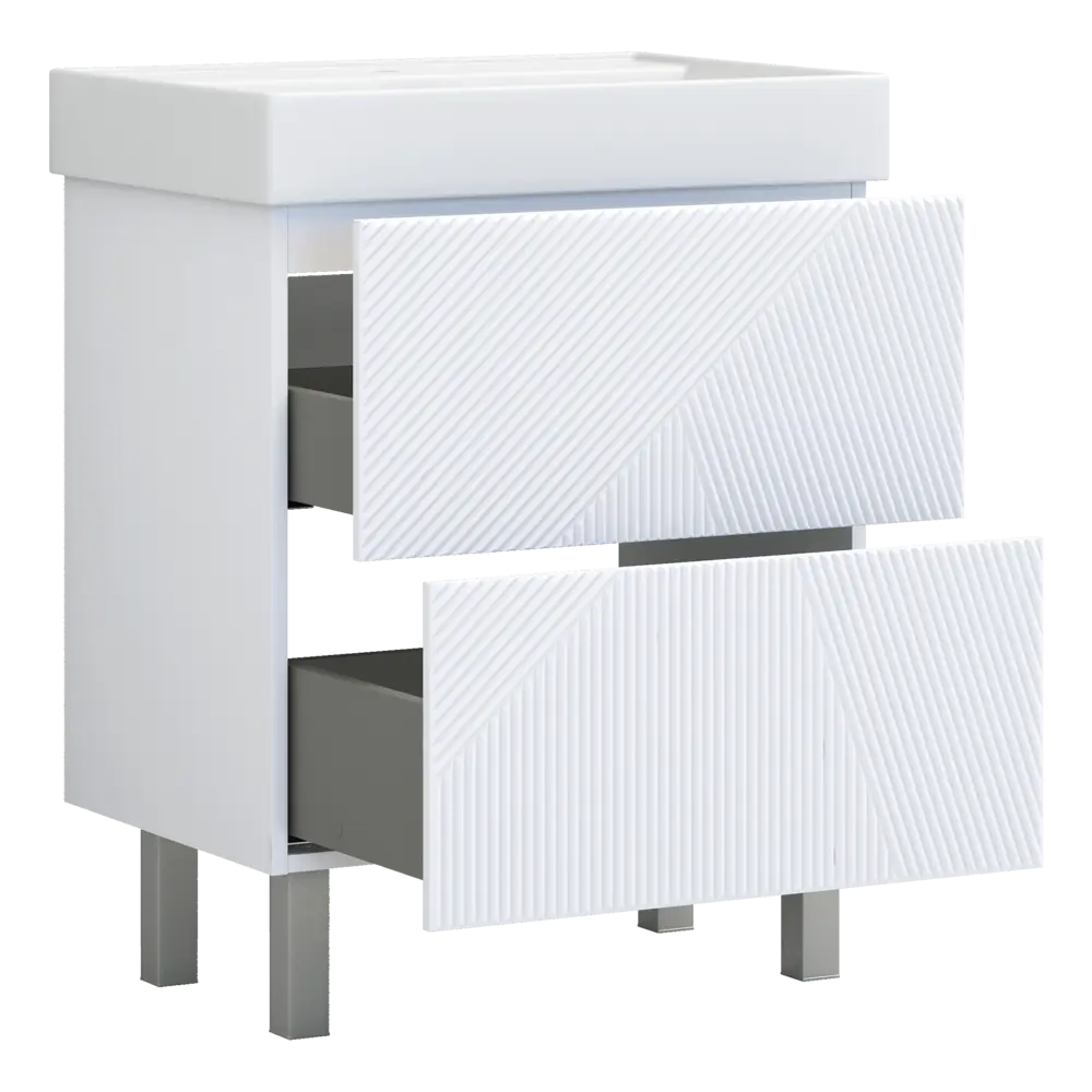 Тумба под раковину напольная Vigo Unik 65 см цвет белый STLM-2187273 - Вид №2