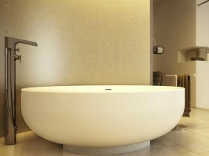 MOMA Design Отдельностоящая круглая ванна с твердой поверхностью Gold Gldt