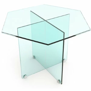 Журнальный столик стеклянный шестигранный 60 см "Изи" (закаленное стекло) GRAUM  304083 Прозрачный