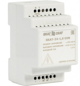 SKAT-24-1.0 DIN power supply 24v 1.3a battery ext. 2х4.5-12ah charge current 1.0 – iload. Бастион