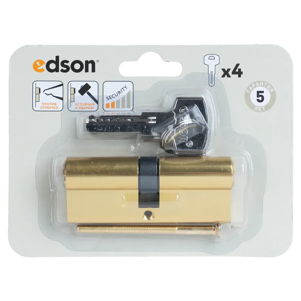 Цилиндр EDS-CYL 40x40 мм ключ/ключ цвет латунь EDSON STLM-2165160 - Вид №4
