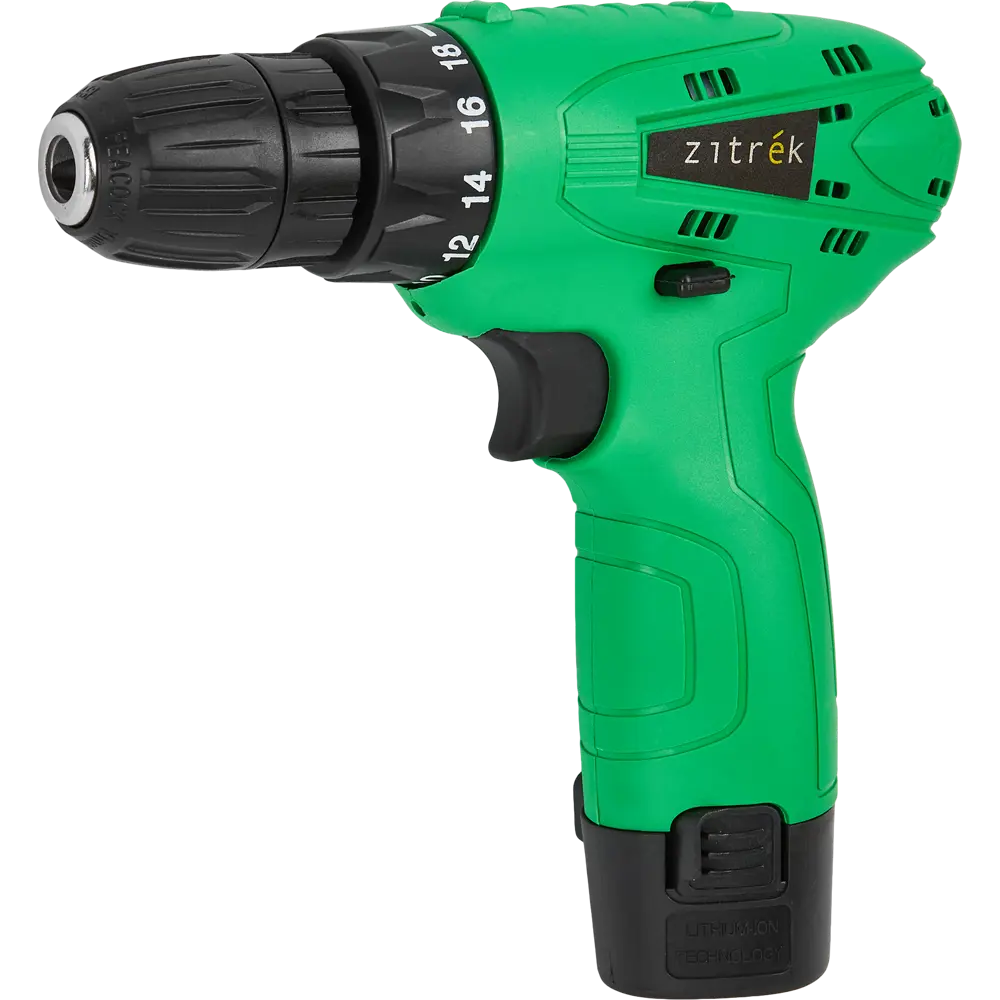 Дрель-шуруповерт аккумуляторная Zitrek Green 12-Li, 12 В Li-ion 2x1.5 Ач STLM-2062743