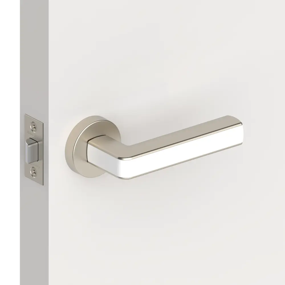Ручка дверная Armadillo Cube URB3 без запирания ЦАМ гальваническое покрытие цвет матовый никель/белый STLM-2212052 - Вид №4