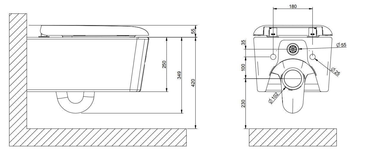 Керамический подвесной туалет Gessi прямоугольник ARCH-00035549 - Вид №2