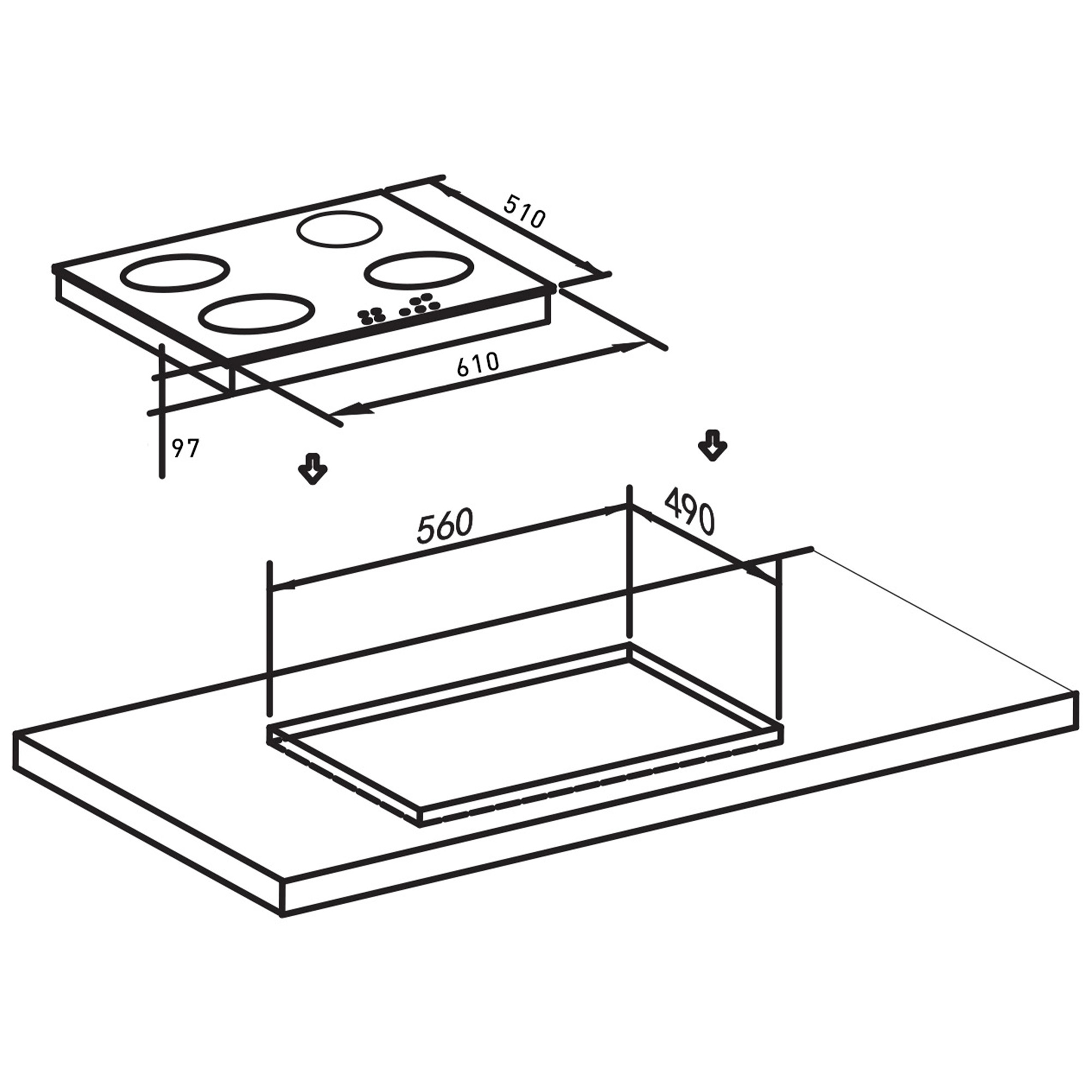 9136655 Газовая варочная поверхность Oasis P-GGT STDN-0040053 - Вид №9