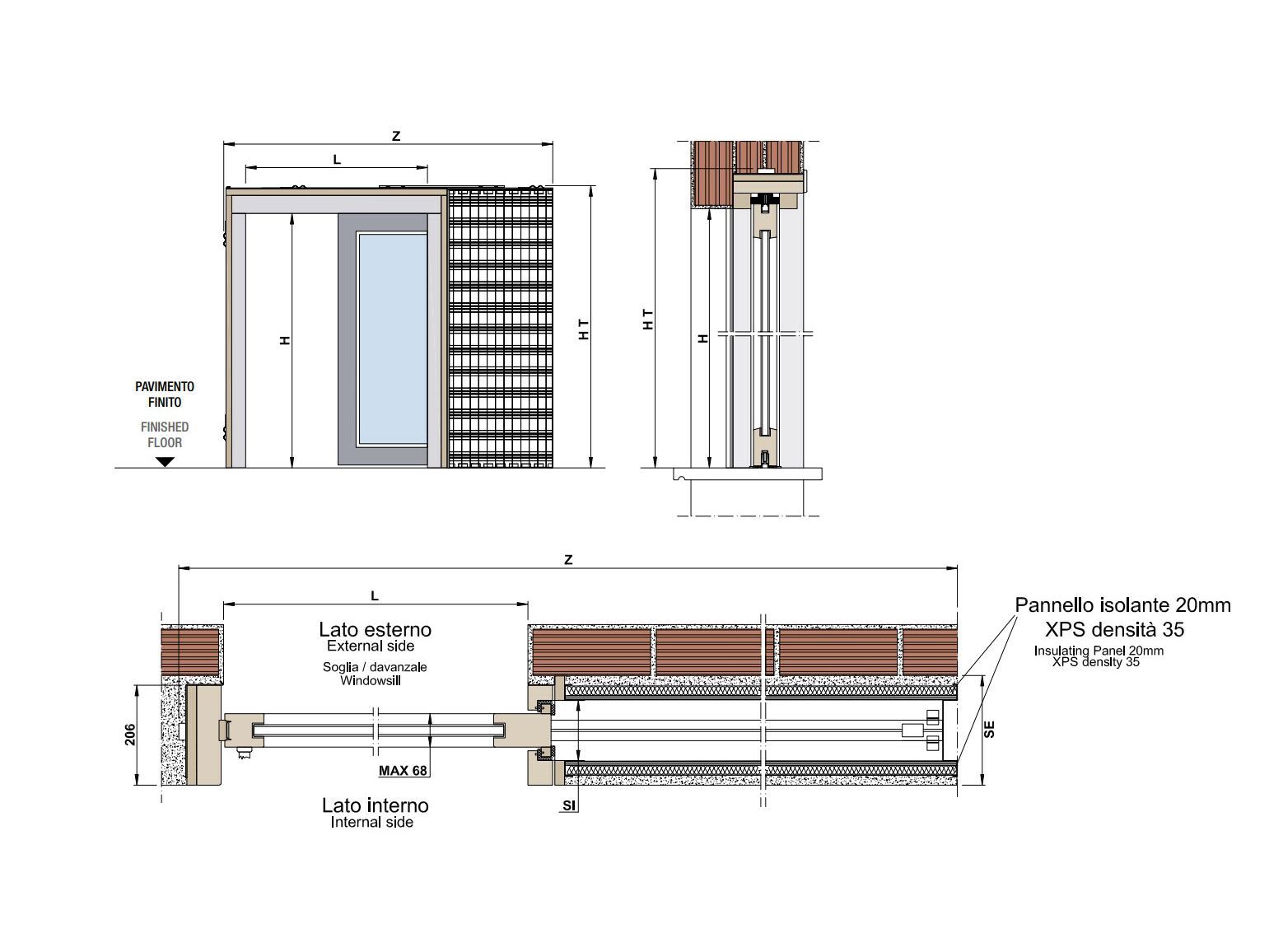 Подрамник с одной створкой для раздвижных подъемных окон PROTEK® Outdoor ARCH-00152359 - Вид №2