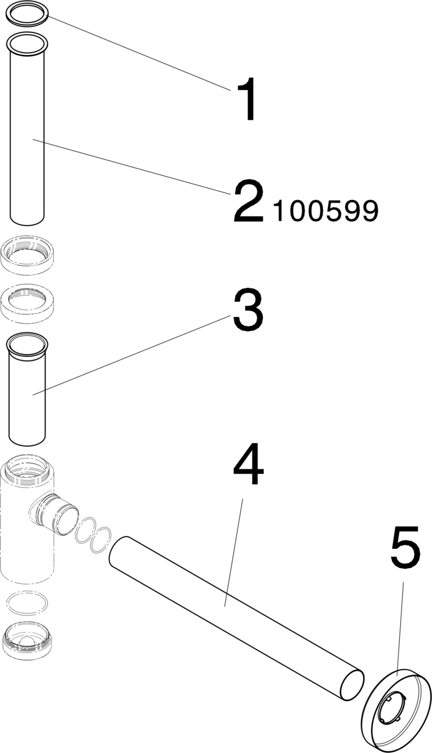 Канализационная арматура  Сифоны для умывальников и биде  Сифоны и выпуски для умывальников  Трапы VIEGA 440 190 Модель 5788  - Вид №2