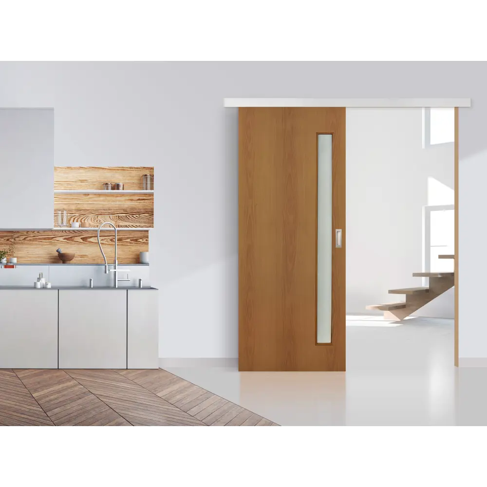 Комплект двери со стеклом 60x200 см финиш бумага цвет орех без доборов ПРИНЦИП STLM-2002872 - Вид №1